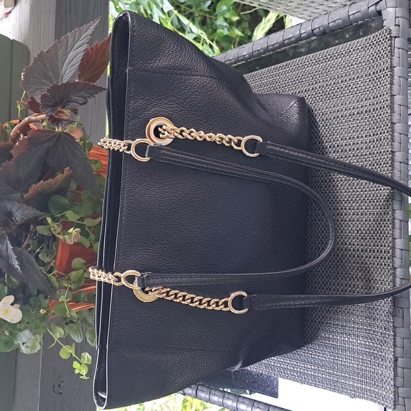 Coach Turnlock Chain 27 Black Leather Shoulder Bag 57107 Excellent Condition - Picture 3 of 12